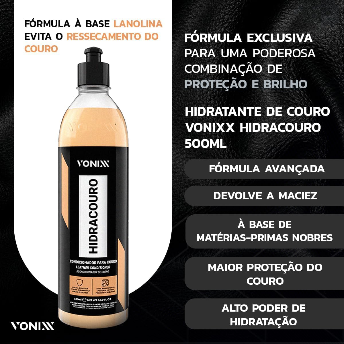 Kit Vonixx Higicouro e Hidracouro para Couro Automotivo - 500ml — foto 5