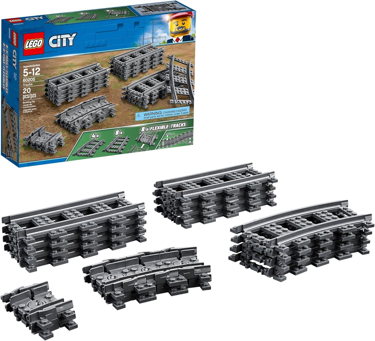 LEGO City 60205 Trilhos - Kit de Construção com 20 Peças