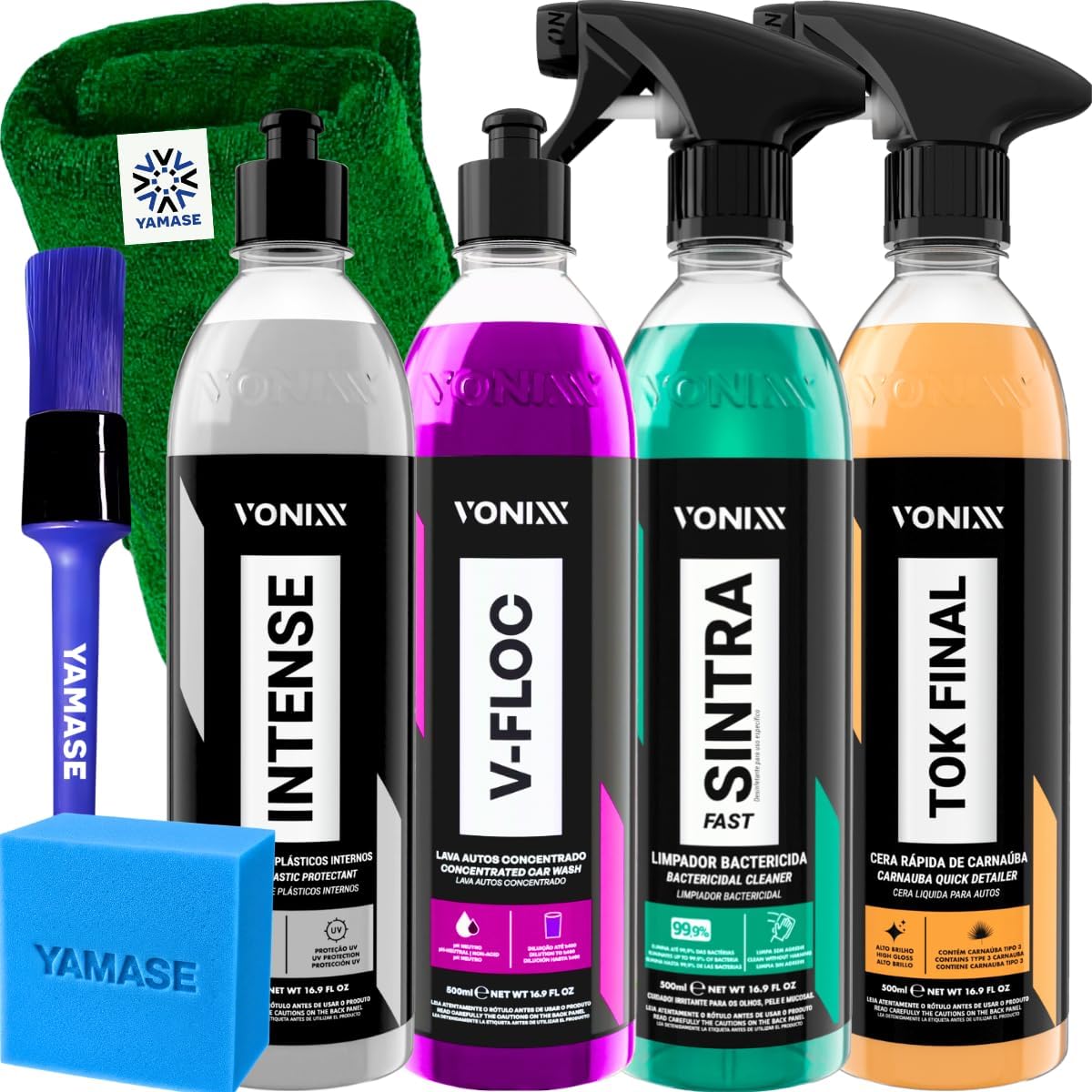 Kit de Limpeza Automotiva Completo Vonixx - Shampoo, Limpador e Cera Líquida