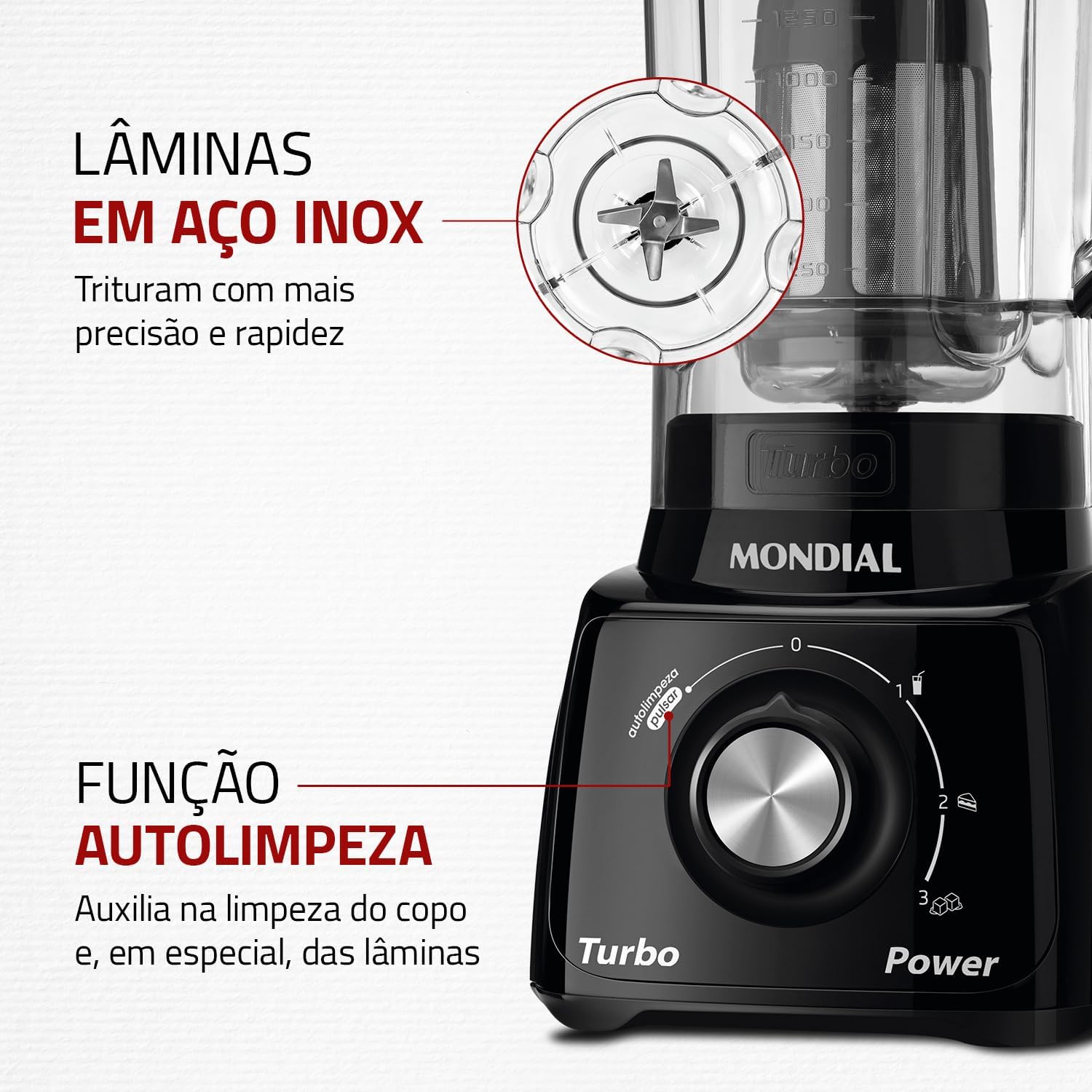 Liquidificador Mondial Turbo Power L-99-FB 550W 2,2L com 3 Velocidades e Pulsar — foto 6