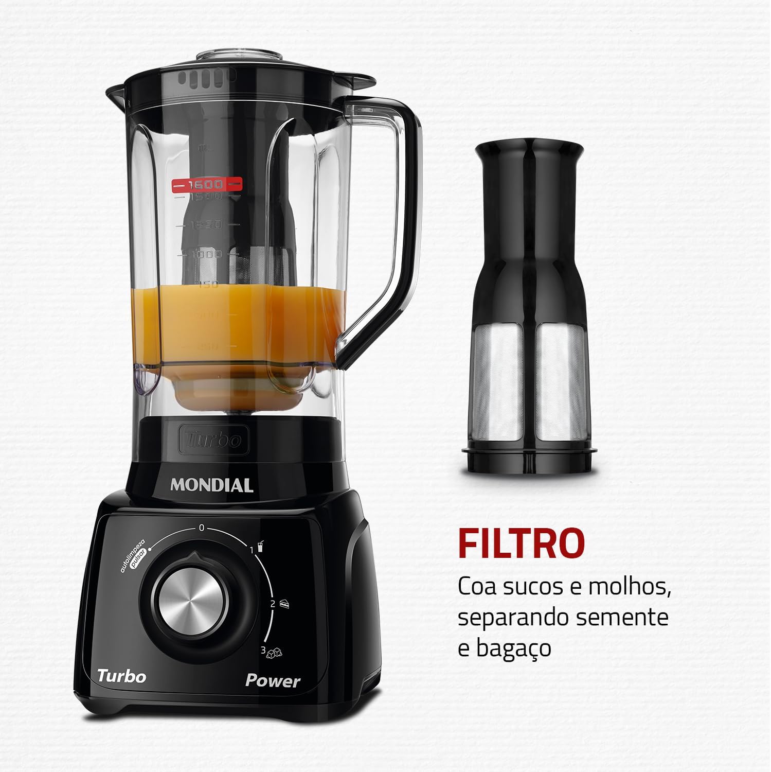Liquidificador Mondial Turbo Power L-99-FB 550W 2,2L com 3 Velocidades e Pulsar — foto 4