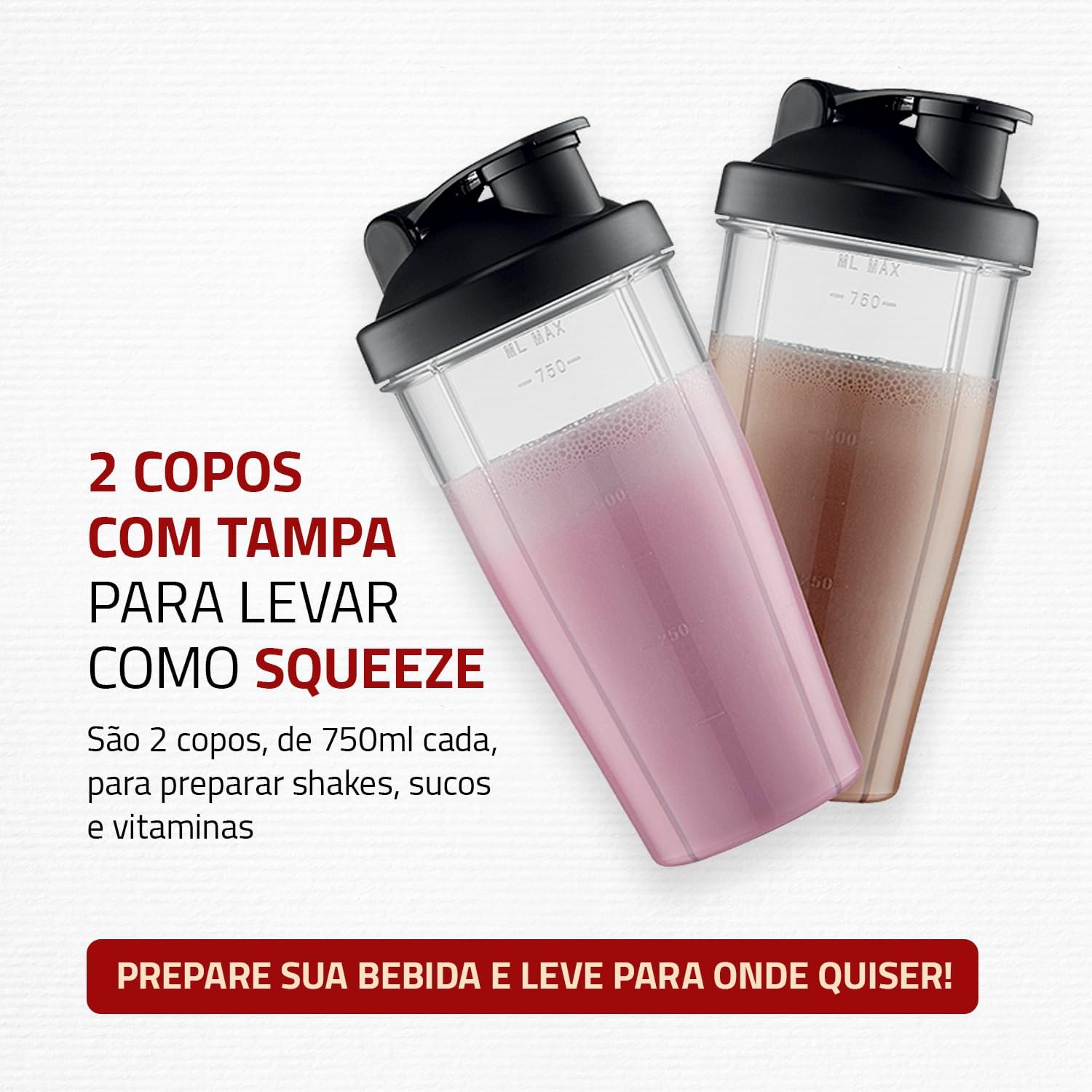 Liquidificador Mondial DG-01 Personal 300W com 2 Copos Squeeze 750ml — foto 3