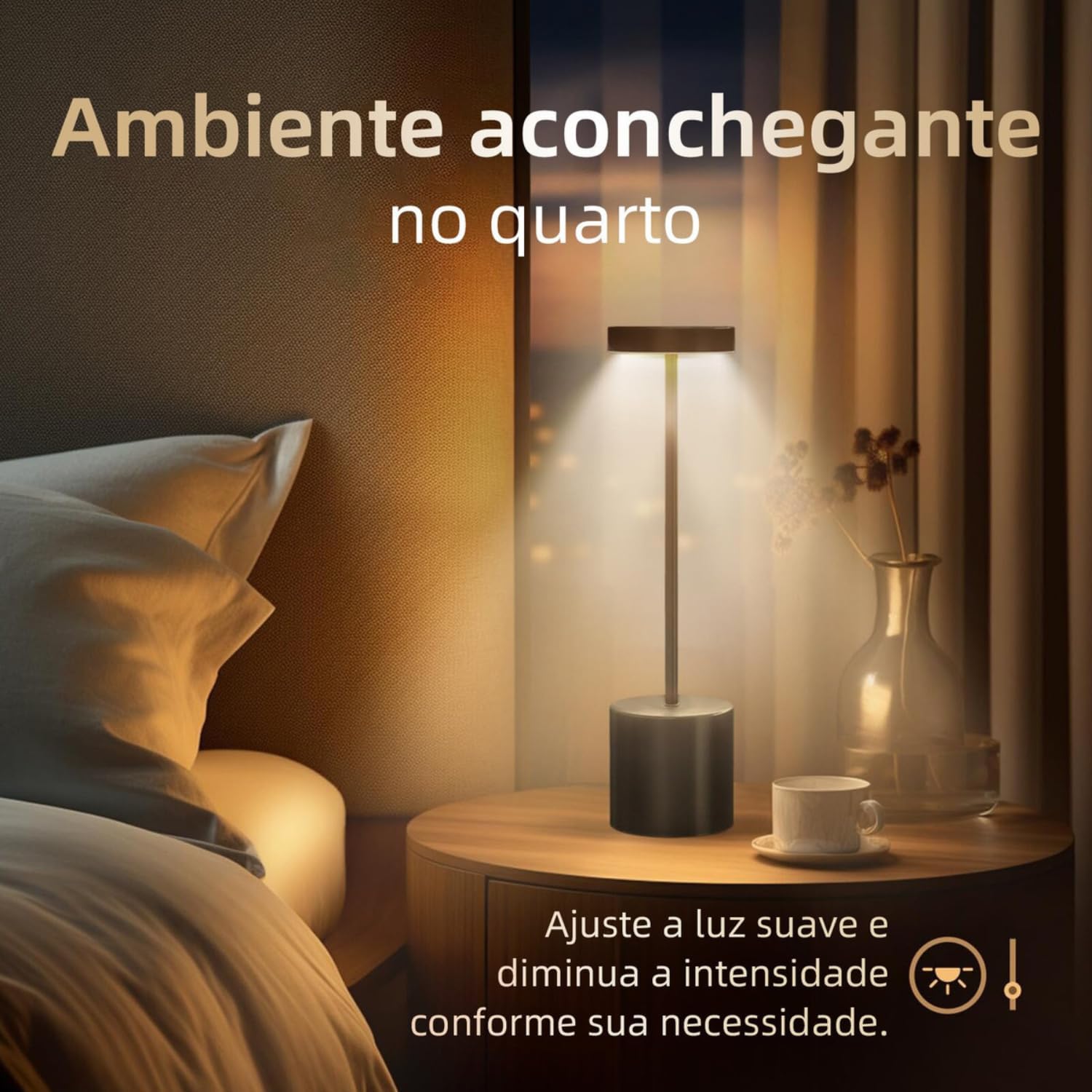 Luminária de Mesa Touch LED Recarregável com 3 Modos de Luz — foto 2
