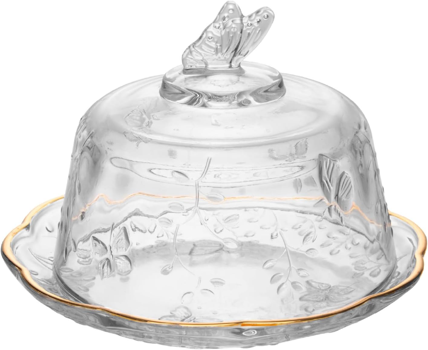 LYOR Queijeira com Tampa New Butterfly 19,5cm x 12,5cm Cristal Ecológico