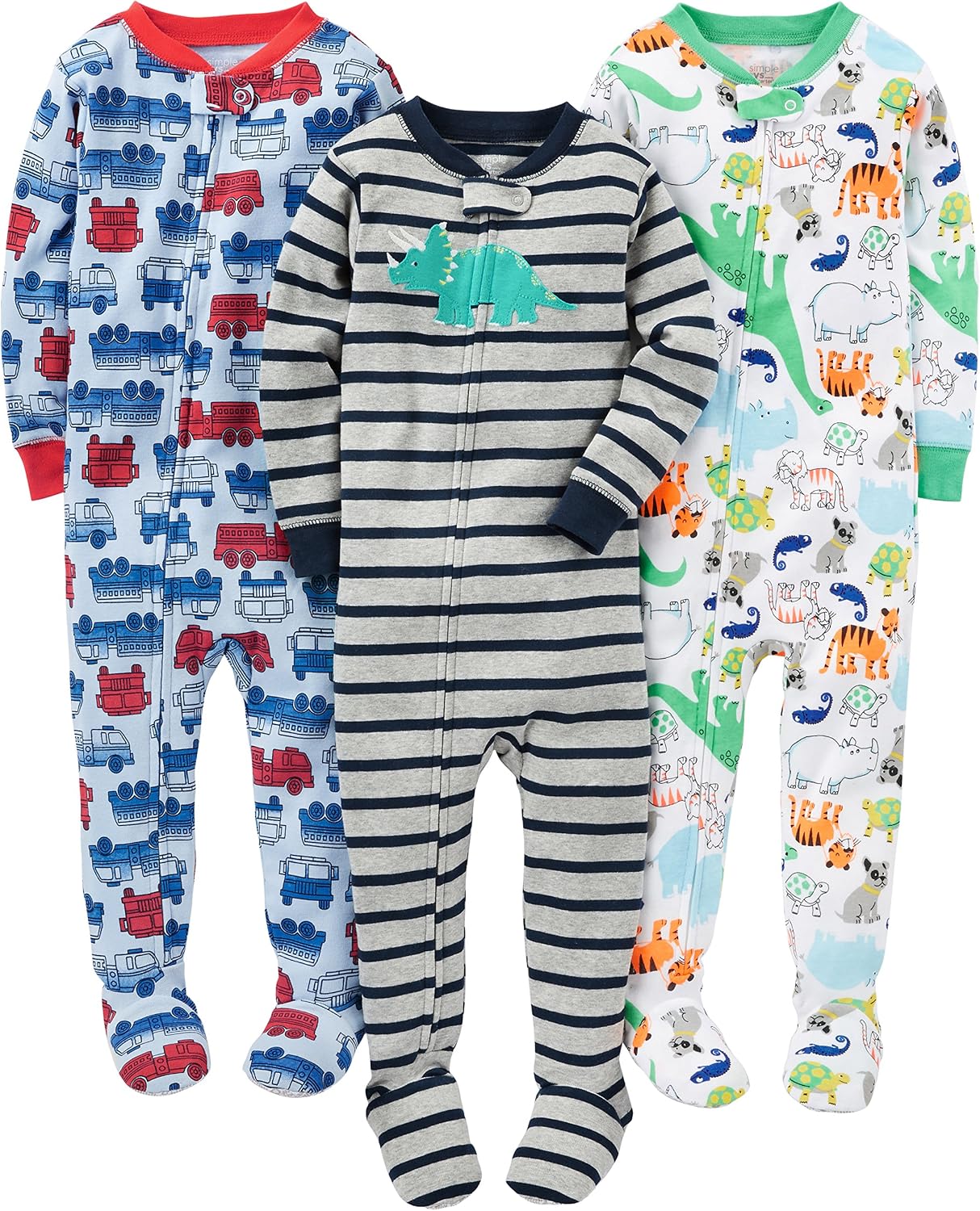 Macacão de dormir para bebês Simple Joys by Carter's - Pijama de algodão com pés justos