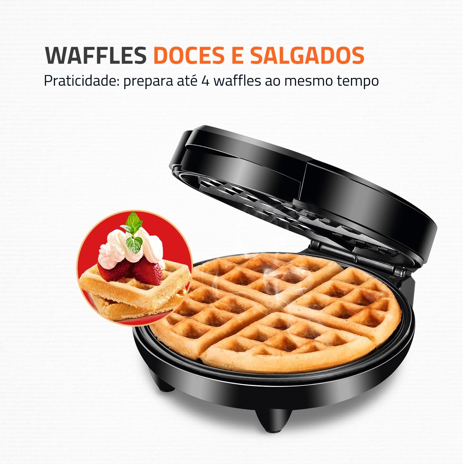 Máquina de Waffles Cadence WAF-200 1200W para 4 Waffles — foto 2