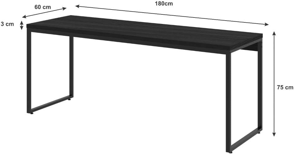 Mesa Dynamica Diretor DYME6180 180x60x75cm Amadeirado/Est.Preta — foto 2