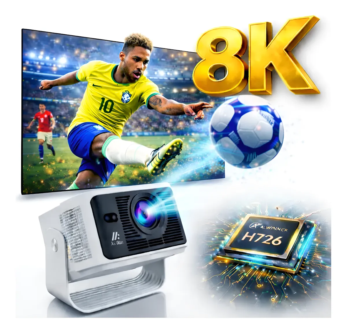 Projetor Smart Aliron HY350 Max 8K Android Bluetooth 110V