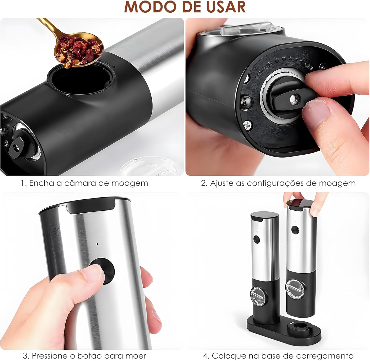 Moedor de Pimenta Elétrico Aço Inox 304 e ABS — foto 7