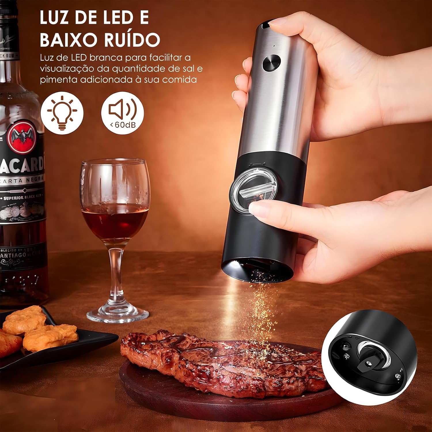 Moedor de Pimenta Elétrico Aço Inox 304 e ABS — foto 4