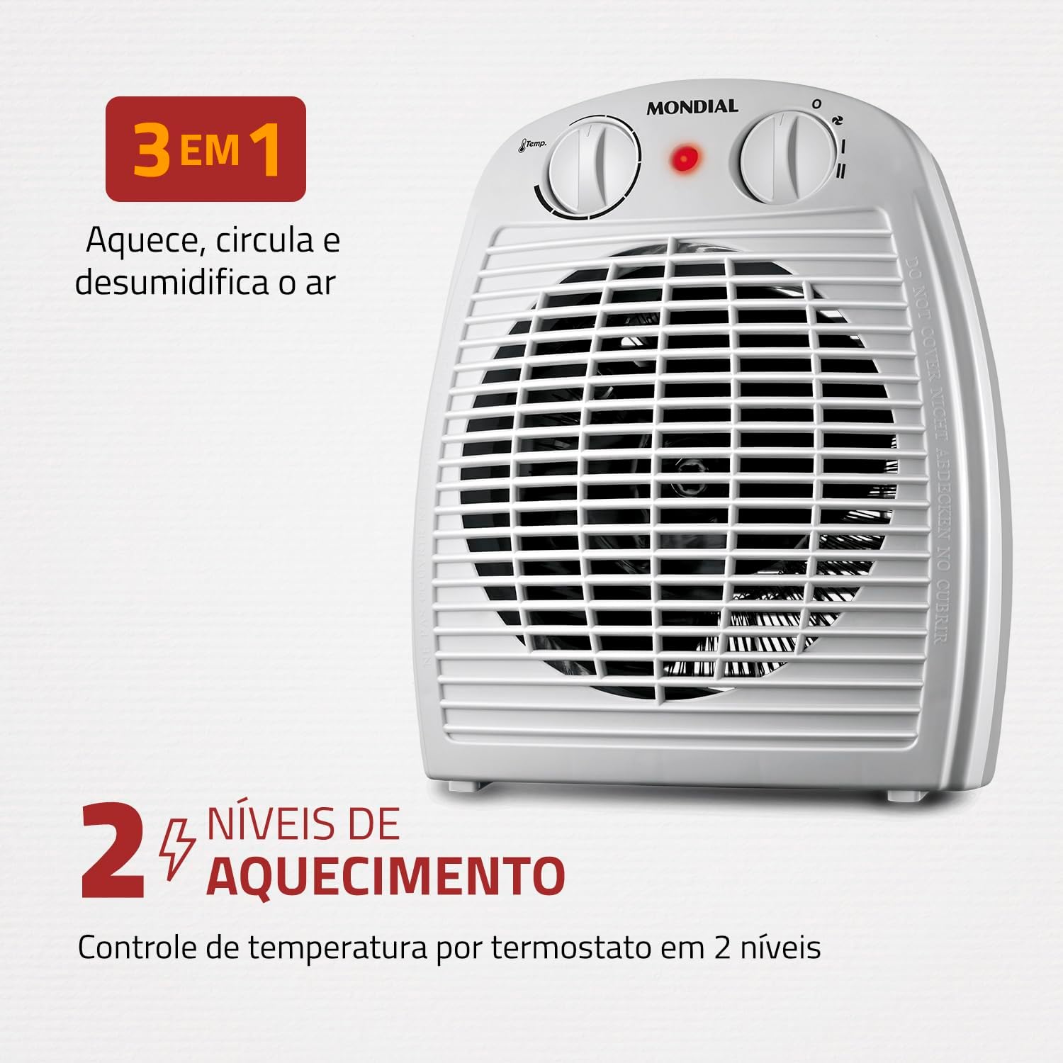 Mondial Aquecedor A Ar A-08 1500W 110V Cinza/Branco — foto 2