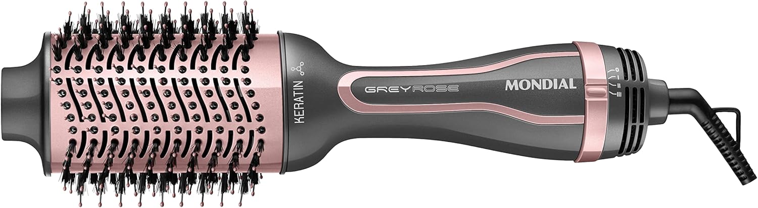 MONDIAL Escova Secadora Keratin ES-11-BI Bivolt Grafite/Golden Rose