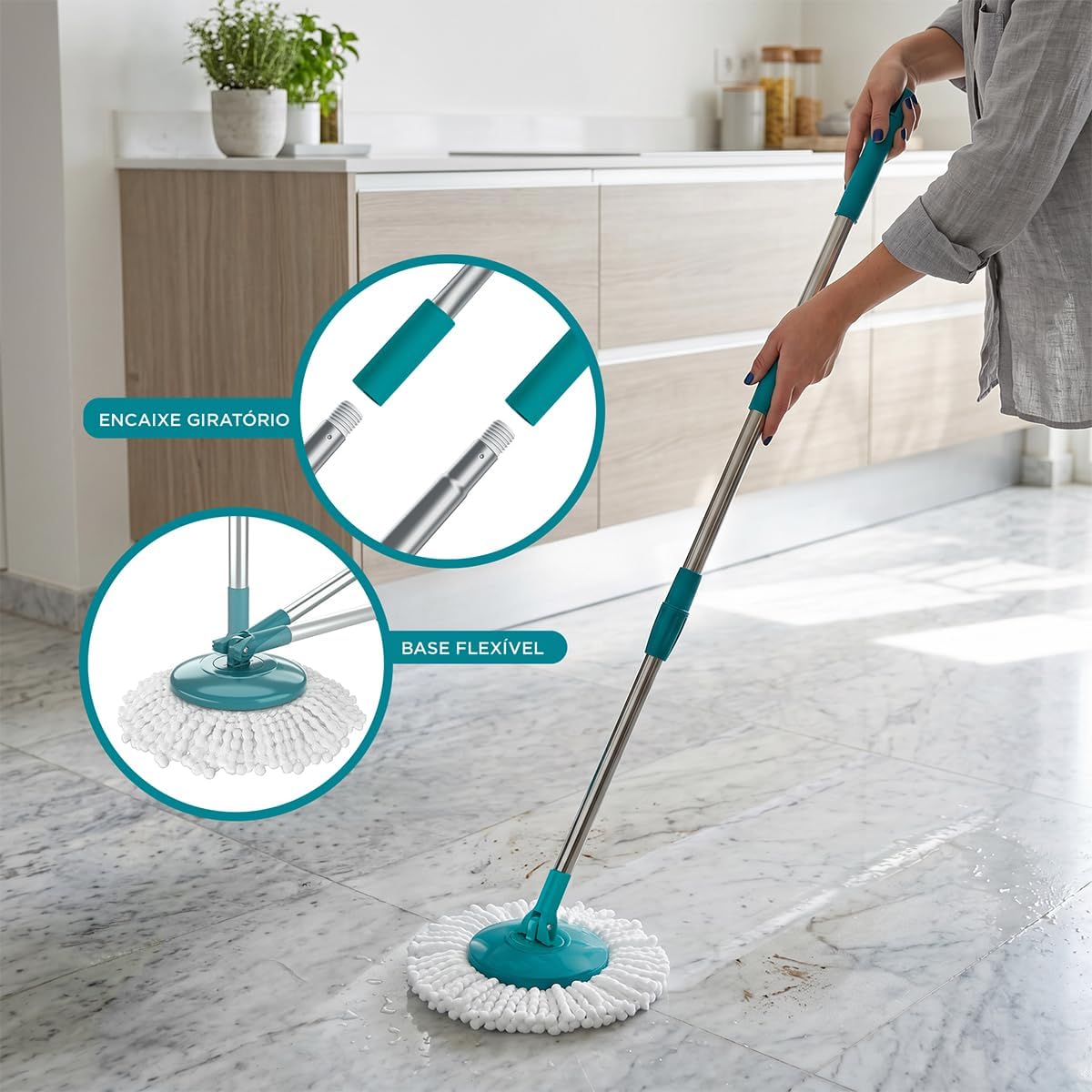 Mop Giratório Flash Limp com Balde e Sistema de Centrifugação — foto 3