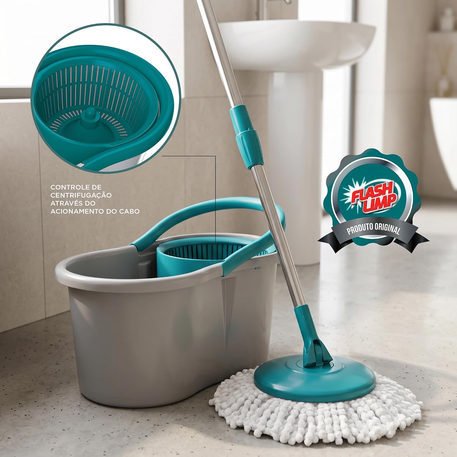 Mop Giratório Flash Limp com Balde e Sistema de Centrifugação — foto 4