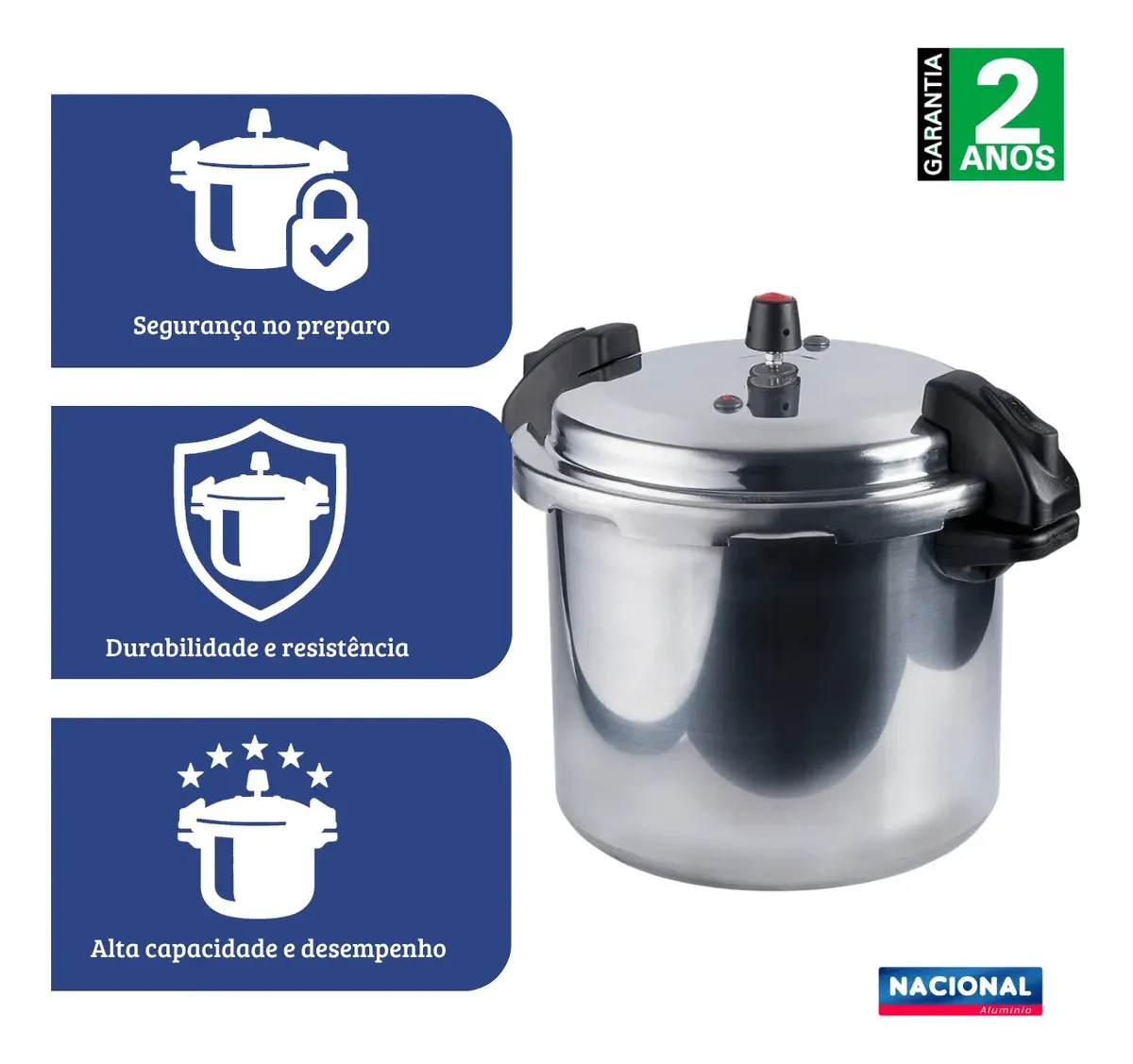 Panela de Pressão Nacional 20L Alumínio Fechamento Externo Profissional — foto 4