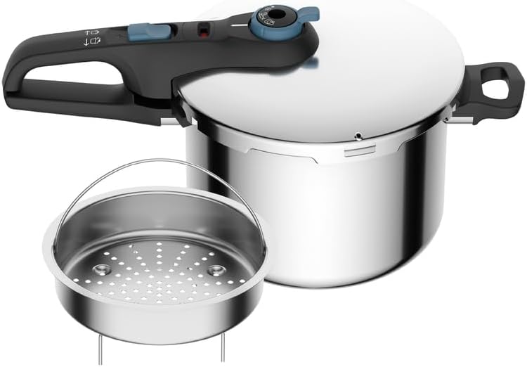Panela de Pressão Rochedo Inox Trendy 6 Litros com Cesta de Vapor e Fechamento Externo