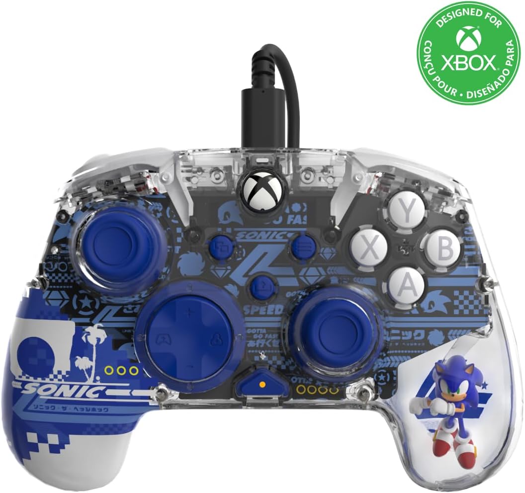 PDP REALMz Wired Xbox Controller Licenciado para Xbox Series X|S, Xbox One e PC - Sonic Superstars