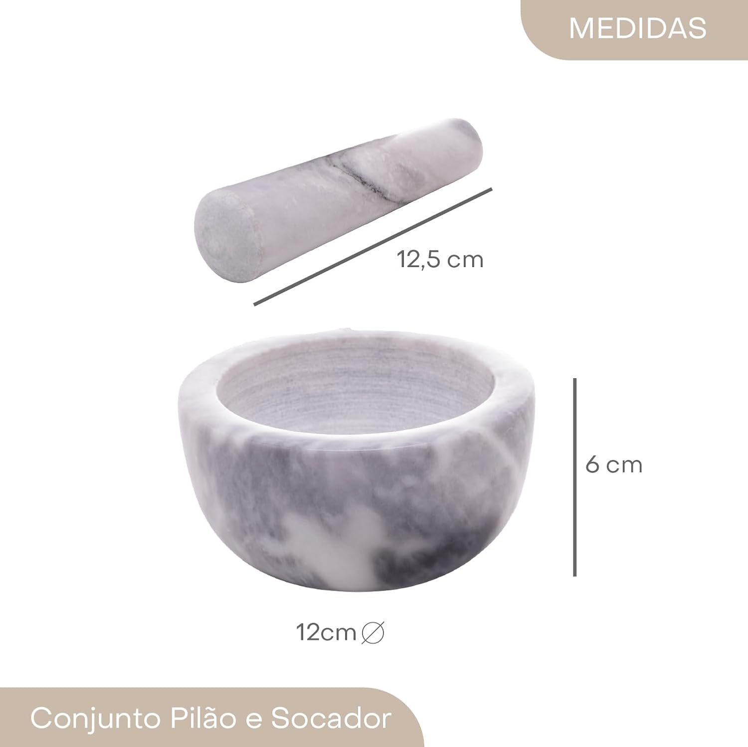 Pilão com Socador de Mármore Lyor — foto 3