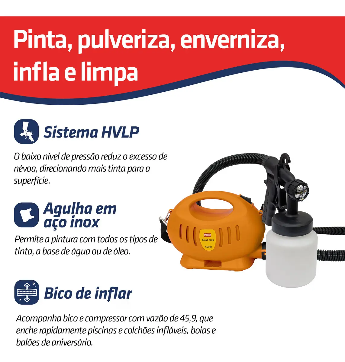 Intech Machine Pistola de Pintura Elétrica Paint Plus 650W Bico Metal — foto 2