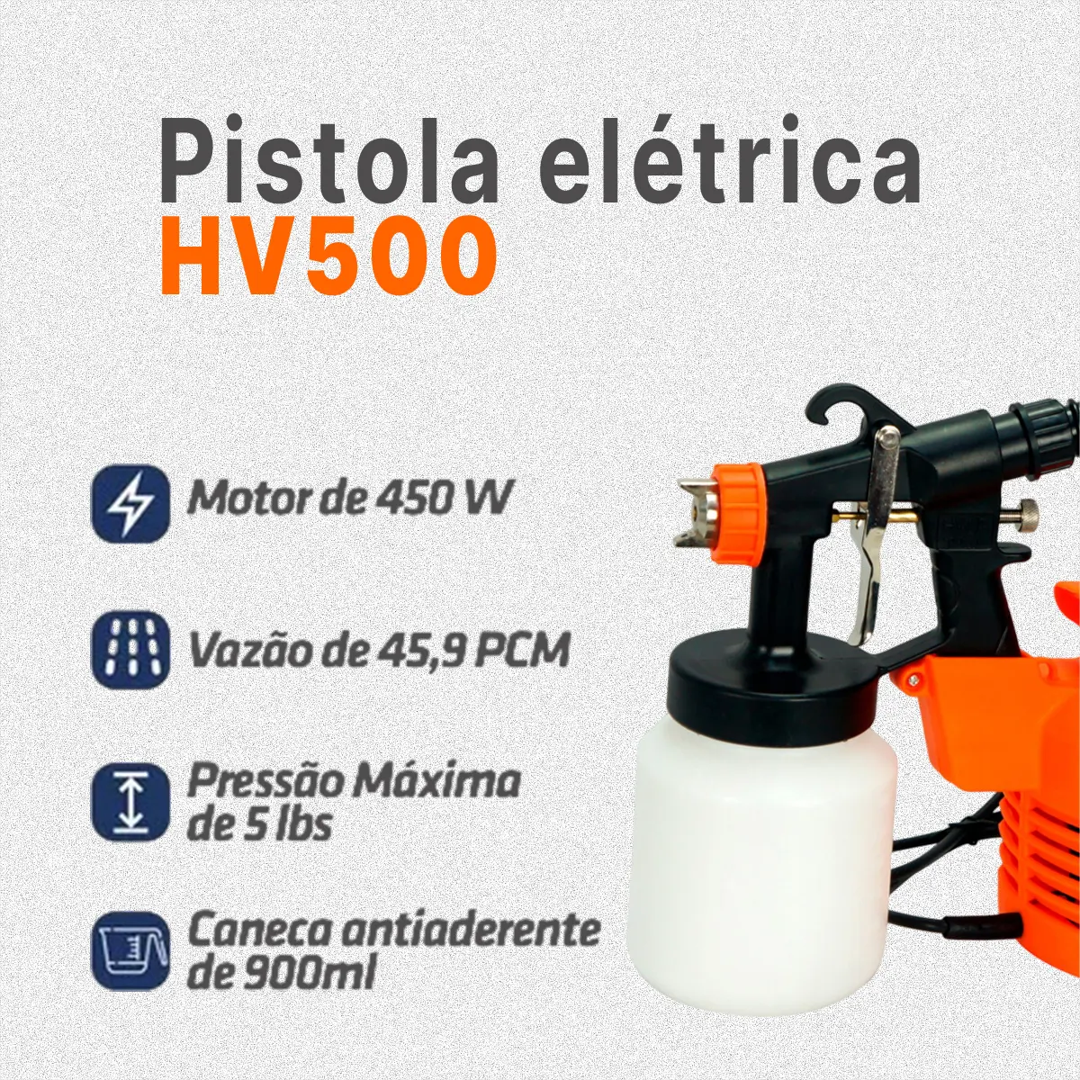 Intech HV500 Pistola de Pintura Elétrica HVLP 450W — foto 4