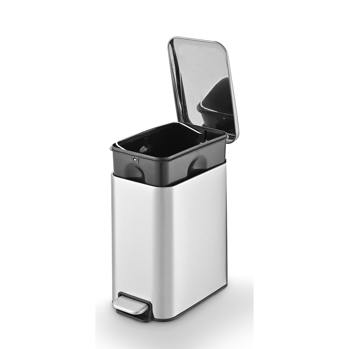 Powermaid Lixeira Retangular Linea com Pedal - Inox - 5 Litros