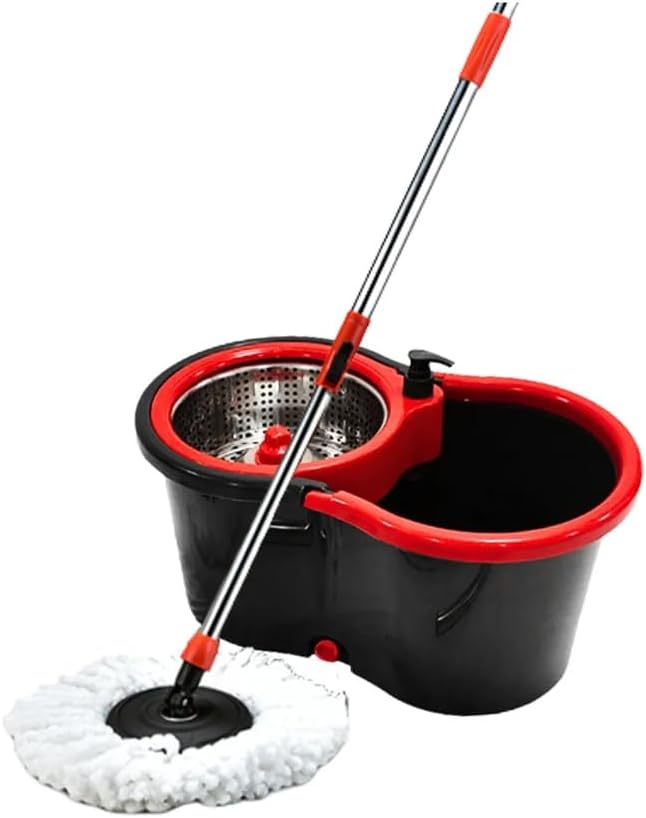 Powermaid Mop Giratório Pro - Dois Baldes com Centrífuga de Aço Inox - Balde de Enxágue 7L