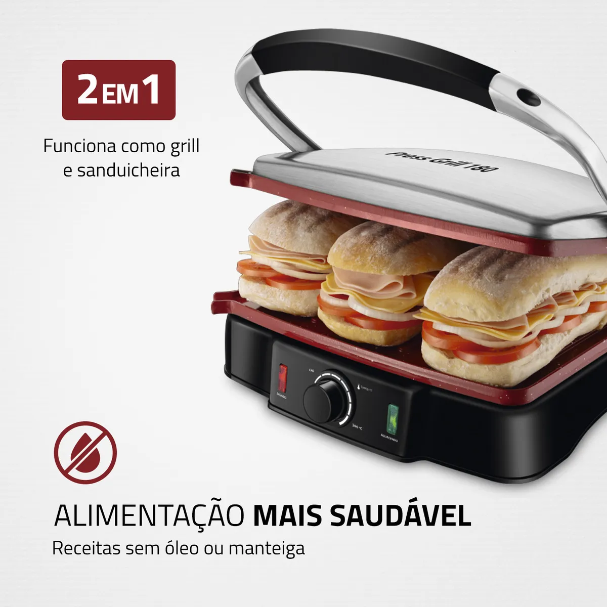 Press Grill 180° Mondial PG-02 2000W — foto 3