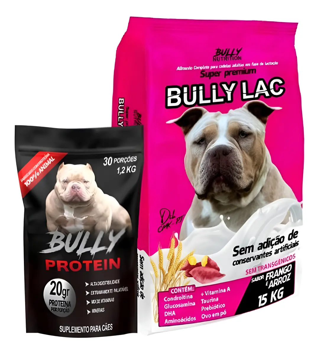 Ração Bully Lac 15kg e Suplemento Bully Protein 1,2kg - Nutrição para Cadelas em Lactação