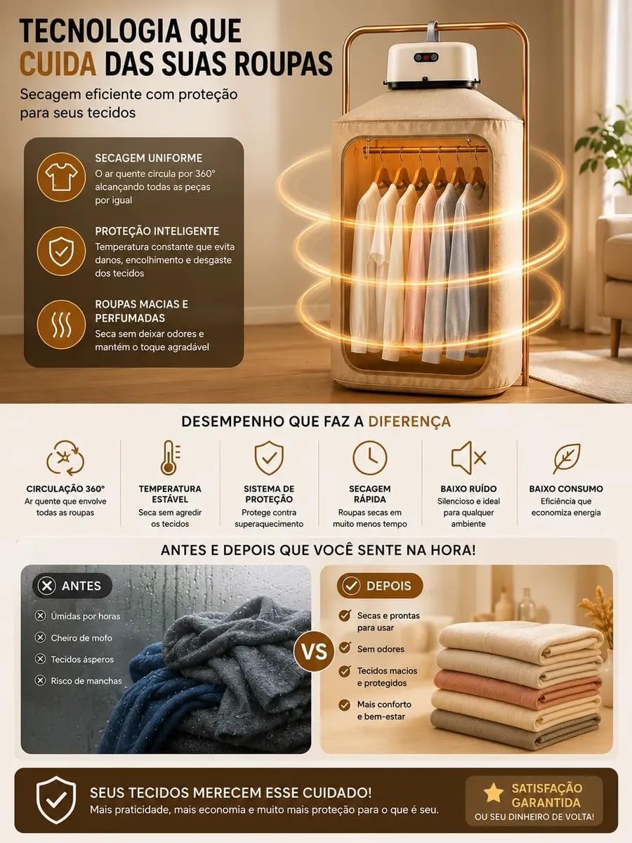 Secador de Roupas Portátil Elétrico Aquecedor Varal Dobrável 220V — foto 2