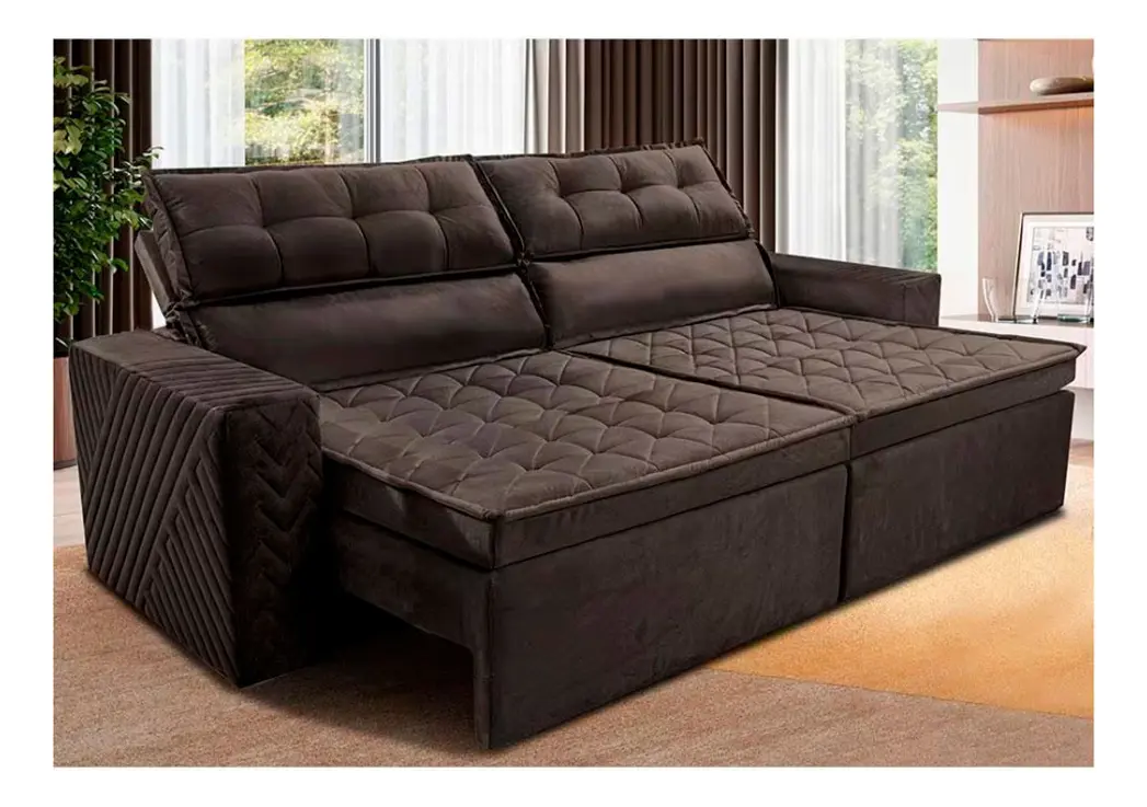 Sofá 3 Lugares Cama Inbox Belém Retrátil/Reclinável Suede Velusoft