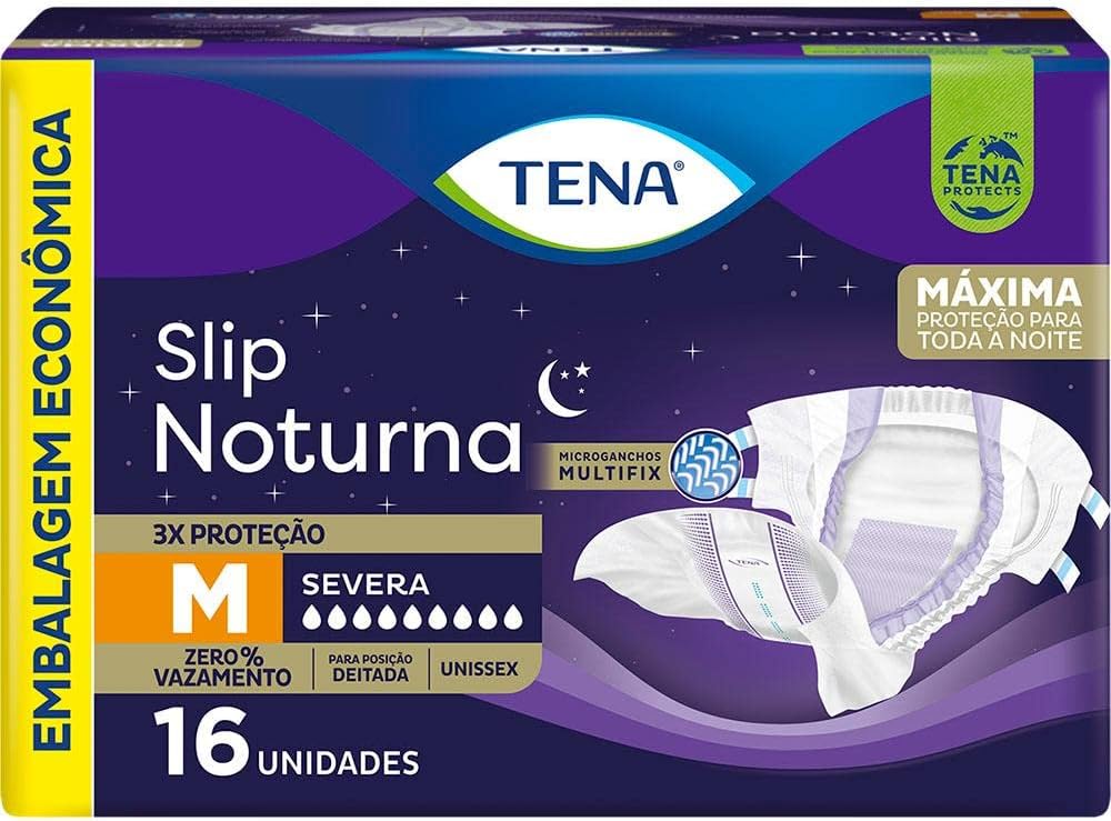 Tena Slip Noturna Fralda Geriátrica para Incontinência Urinária M - 16 Unidades