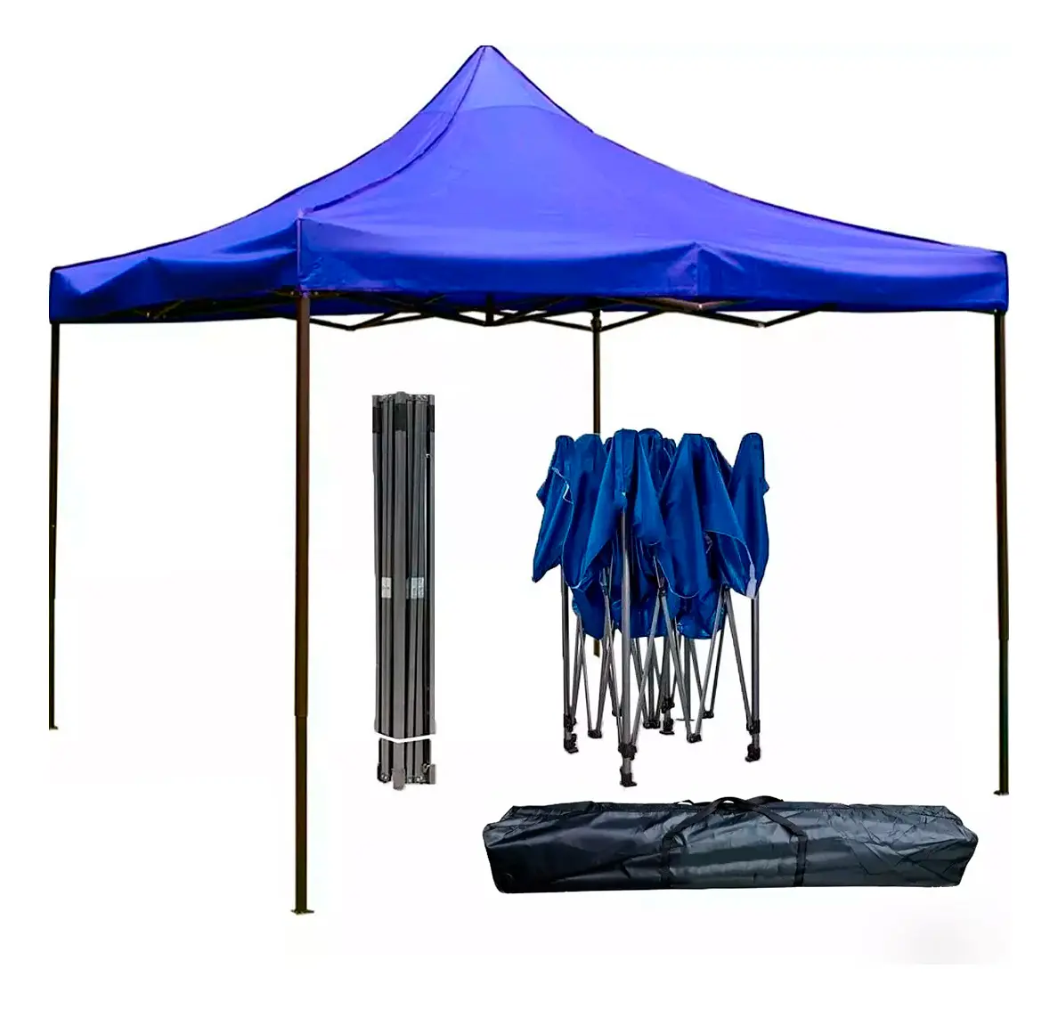 Tenda Barraca de Praia Gazebo Bitlar Azul 3x3 Sanfonada Impermeável com Bolsa de Transporte