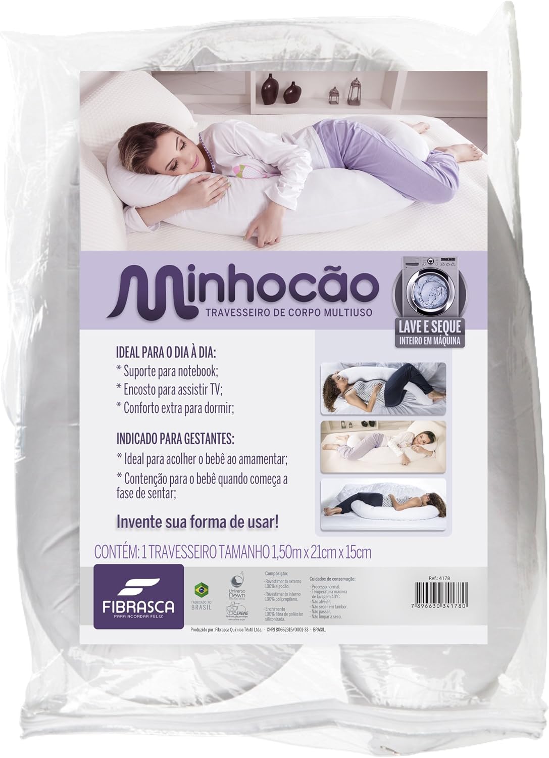 Travesseiro Ergonômico Minhocão - Suporte para Coluna e Gestantes
