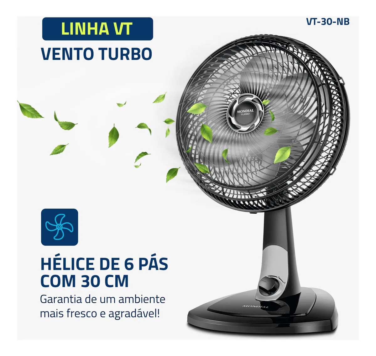 Ventilador de Mesa Mondial Turbo VT-30-NB 30cm 60W Bivolt — foto 2