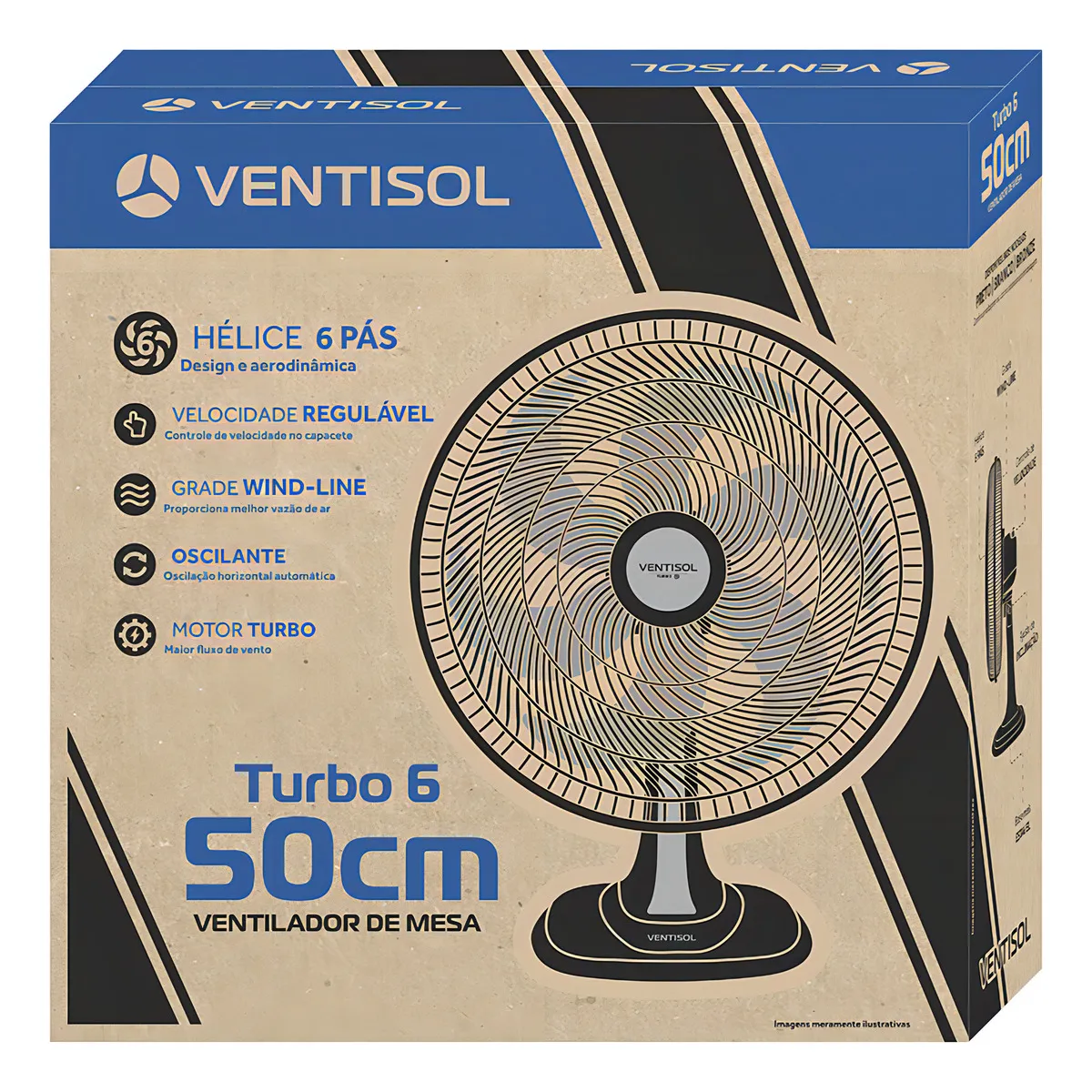 Ventilador de Mesa Ventisol Turbo 50cm 6 Pás Preto — foto 4