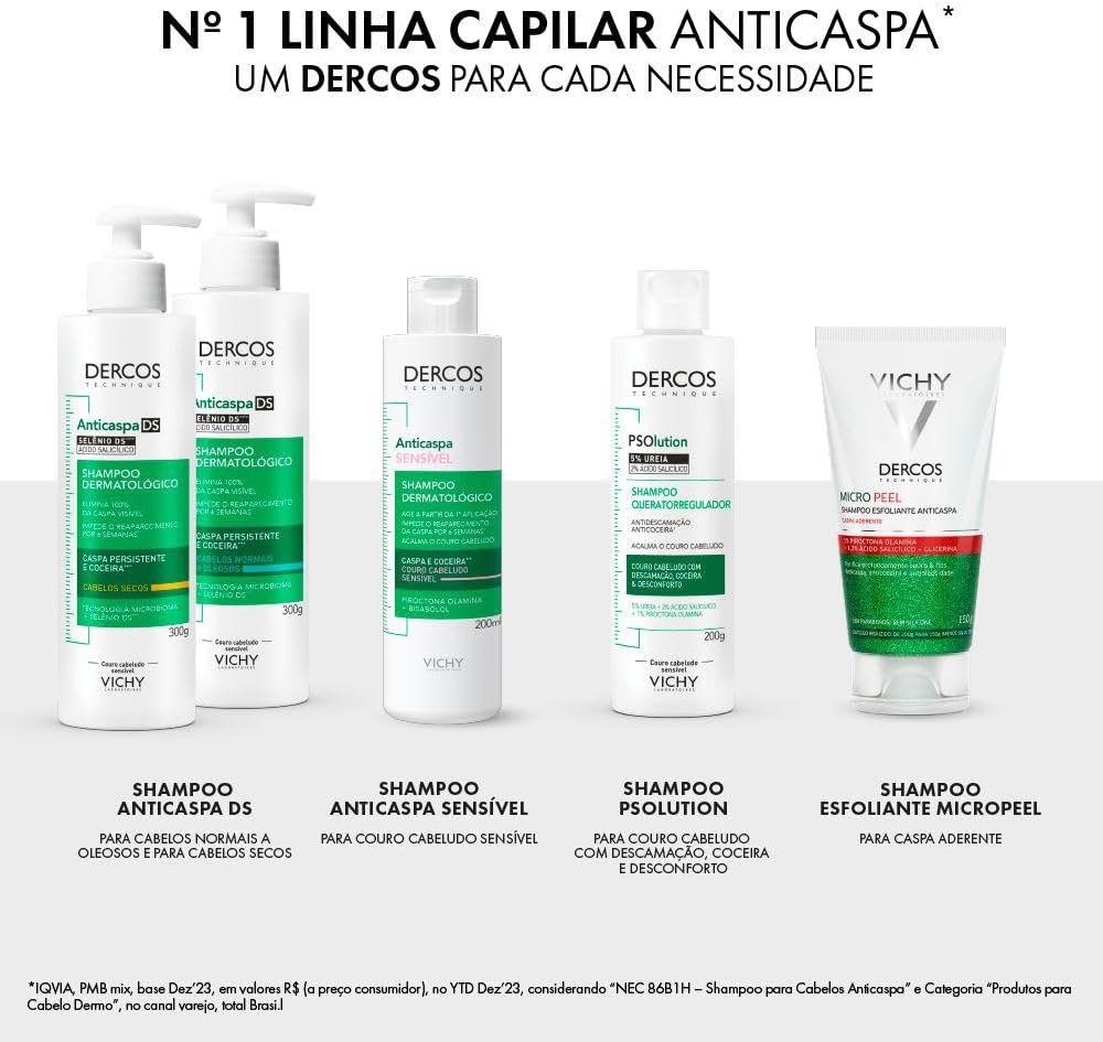 Vichy Dercos Shampoo Anticaspa Intensivo 300g para Cabelos Secos — foto 6