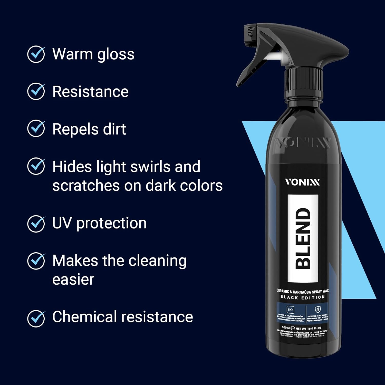 Vonix Blend Ceramic & Carnaúba Spray Wax Black Edition 500ml — foto 7