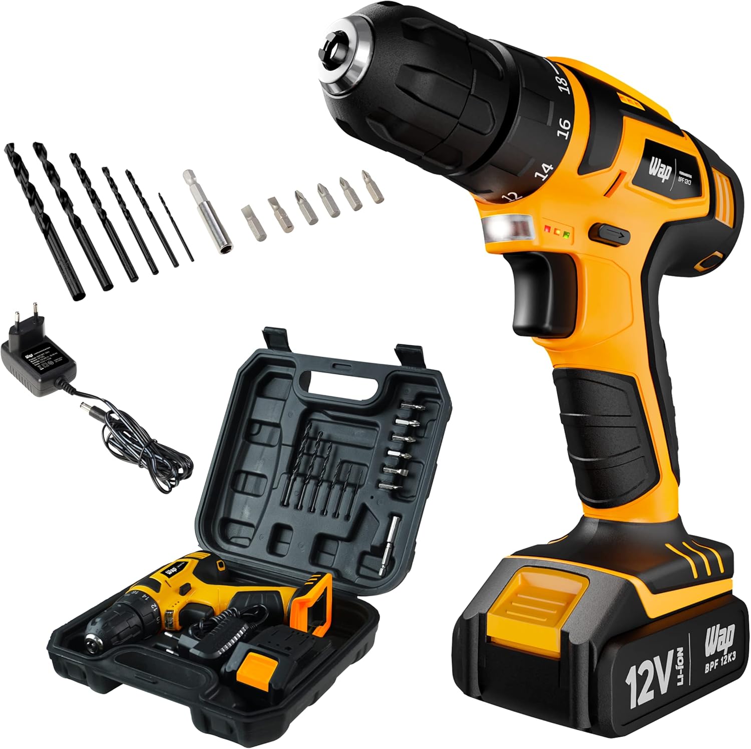 WAP Parafusadeira e Furadeira BPF-12K3 12V com Kit de Acessórios e Maleta