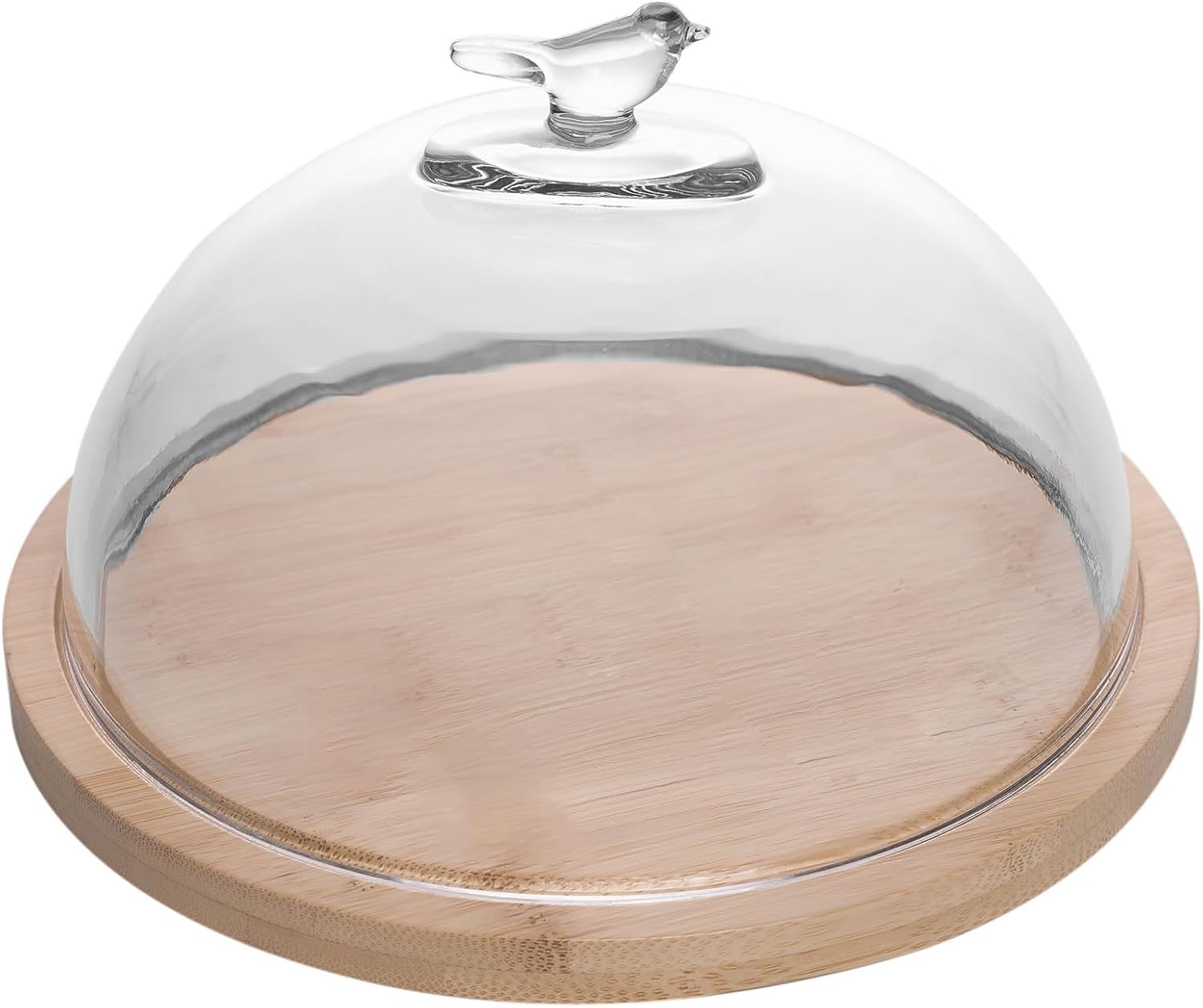 WOLFF Queijeira Bird com Base em Bambu e Cúpula de Vidro 20cm