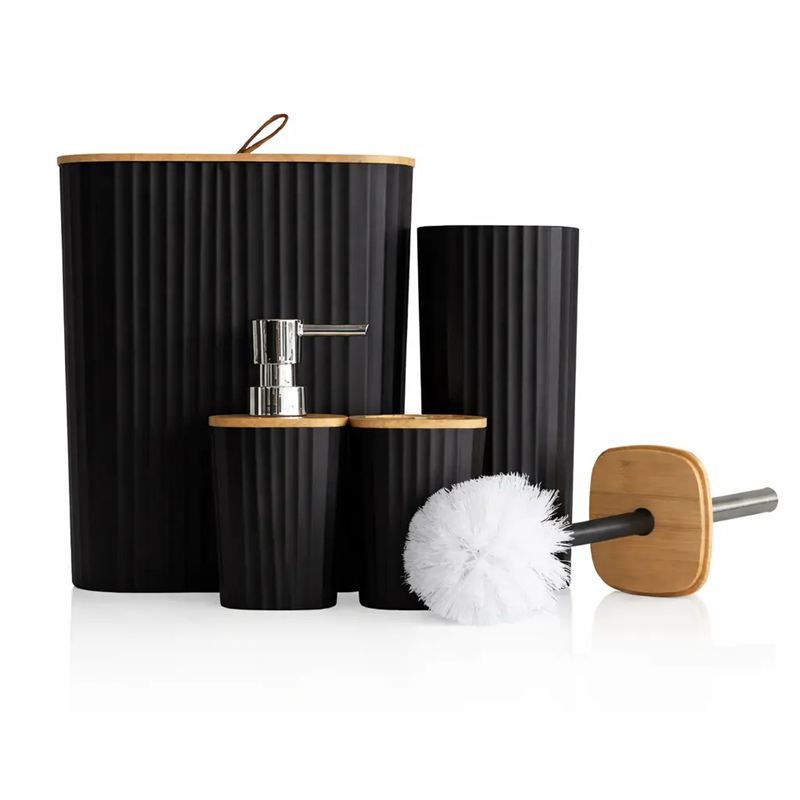 Conjunto Acessórios Kit Completo 4 Peças Para Banheiro Cor Preto